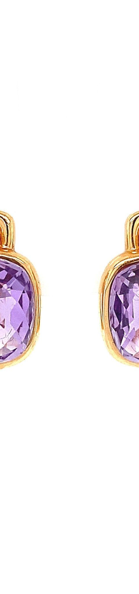 Vintage 18K Gold Clip Earrings with Amethyst